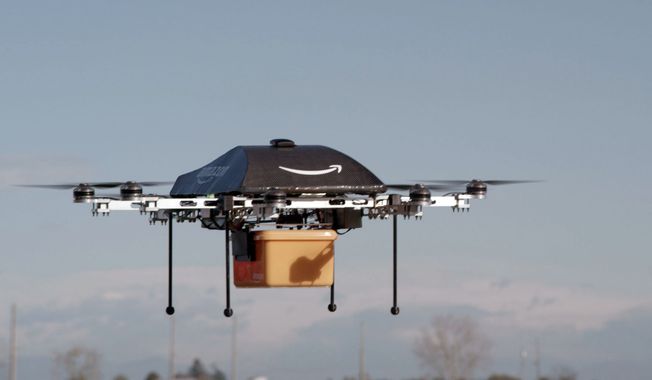 This undated image provided by Amazon.com shows the so-called Prime Air unmanned aircraft project that Amazon is working on in its research and development labs. (AP Photo/Amazon) ** FILE ** 