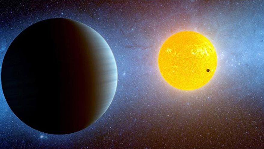 ** FILE ** This artist's conception depicts the Kepler-10 star system, where Kepler has discovered two planets. Kepler-10b (the dark spot in front of the yellow star) is the smallest planet outside our solar system. Kepler-10c, the larger planet to the left is much bigger. Both planets would be blistering hot worlds (Credit: NASA/Ames/JPL-Caltech)