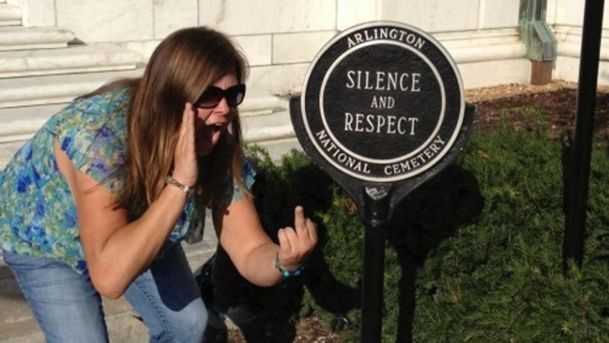 Lindsey Stone was fired from her job at an assisted-living facility in Massachusetts after posting this photo to her facebook page in 2012.