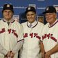Retired managers, from left, Tony La Russa, Joe Torre and Bobby Cox gather for a photo after it was announced that they were unanimously elected to the baseball Hall of Fame during MLB winter meetings in Lake Buena Vista, Fla., Monday, Dec. 9, 2013.(AP Photo/John Raoux)