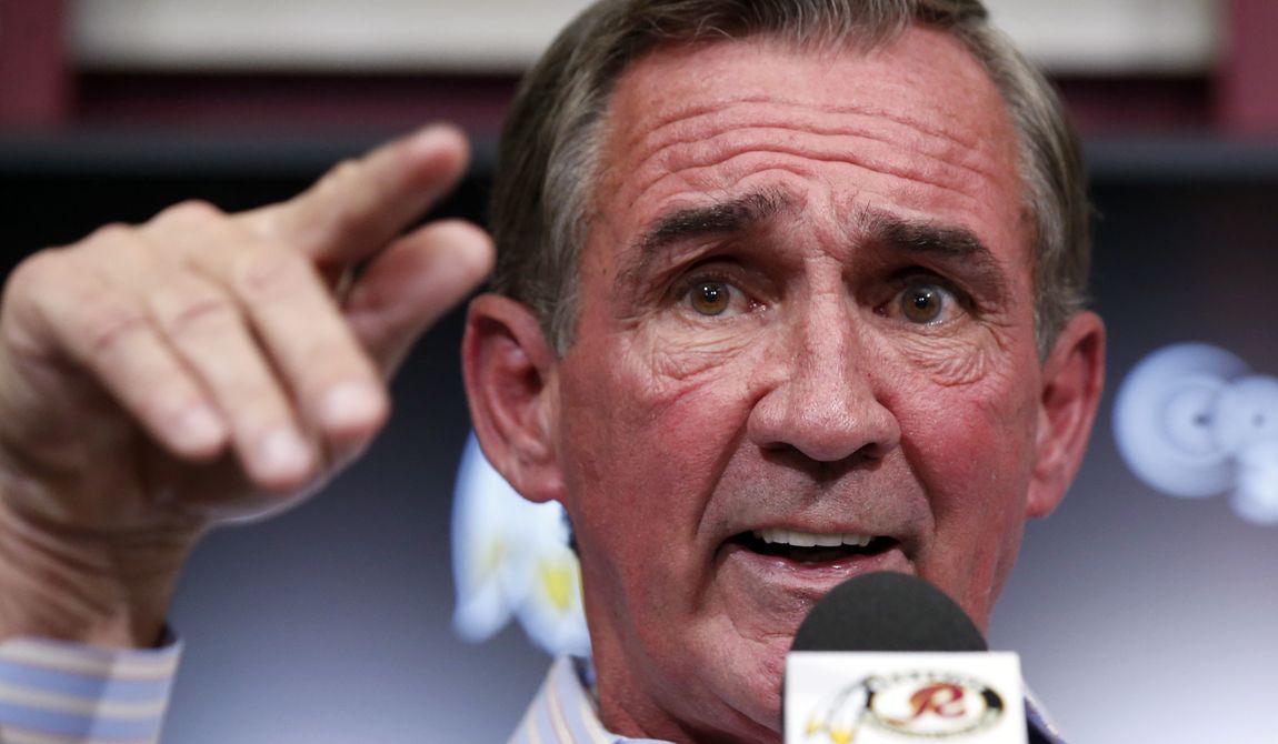Washington Redskins head coach Mike Shanahan speaks during a media availability at their NFL football training facility, Wednesday, Dec. 11, 2013, in Ashburn, Va. Kirk Cousins will start for the Redskins on Sunday, and Robert Griffin III will be the No. 3 quarterback behind Rex Grossman. Shanahan went ahead with his plan to sit Griffin, further stoking the turmoil surrounding the future of the coach.  (AP Photo/Alex Brandon)