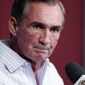 Washington Redskins head coach Mike Shanahan pauses while speaking during a media availability at their NFL football training facility, Wednesday, Dec. 11, 2013, in Ashburn, Va. Kirk Cousins will start for the Washington Redskins on Sunday, and Robert Griffin III will be the No. 3 quarterback behind Rex Grossman. (AP Photo/Alex Brandon)