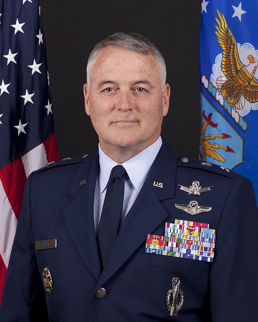 This undated handout photo provided by the U.S. Air Force shows Maj. Gen. Michael J. Carey. Investigators say the Air Force general, fired in October as commander of the U.S. land-based nuclear missile force, engaged in "inappropriate behavior" while in Russia, including heavy drinking and rudeness to his hosts. (AP Photo/US Air Force)