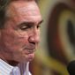 Former Washington Redskins head coach Mike Shanahan makes a statement after he was fired on Monday, Dec. 30, 2013 at Redskins Park, in Ashburn, Va. Shanahan was fired after a morning meeting with owner Dan Snyder and general manager Bruce Allen. (AP Photo/ Evan Vucci)   