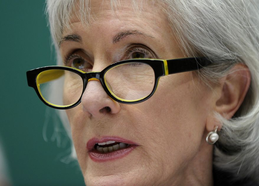 ** FILE ** In this Dec. 11, 2013, file photo, Health and Human Services Secretary Kathleen Sebelius testifies on Capitol Hill in Washington. (AP Photo/Susan Walsh, File)