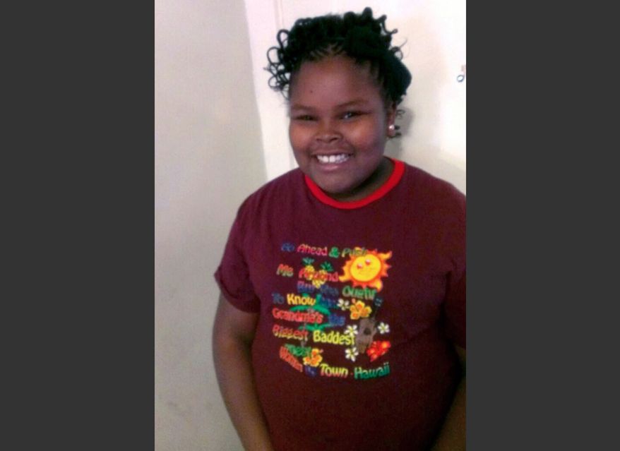 File - This undated file photo provided by the McMath family and Omari Sealey shows Jahi McMath. The family attorney of the California girl declared brain dead after a tonsillectomy says she has been taken out of Children's Hospital of Oakland. Christopher Dolan tells The Associated Press that McMath left the hospital in a private ambulance shortly before 8 p.m. Sunday Jan. 5, 2014. (AP Photo/Courtesy of McMath Family and Omari Sealey, File)
