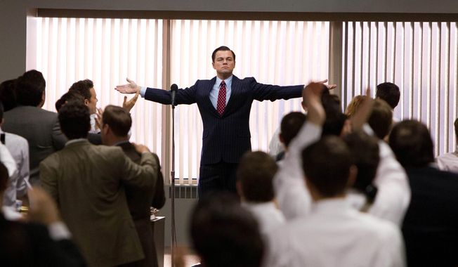 This film image released by Paramount Pictures shows Leonardo DiCaprio as Jordan Belfort in a scene from &amp;quot;The Wolf of Wall Street.&amp;quot; The film was nominated for a Directors Guild award on Tuesday, Jan. 7, 2014. The winners will be announced on Jan. 25. (AP Photo/Paramount Pictures, Mary Cybulski)