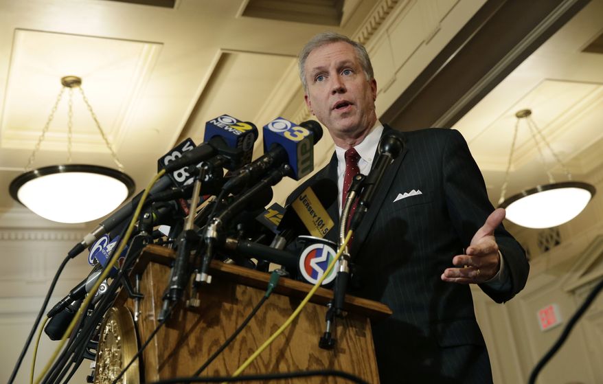 ** FILE ** New Jersey Assemblyman John S. Wisniewski, D-Sayreville, N.J., answers a question at the Statehouse in Trenton, N.J., Wednesday, Jan. 8, 2014, after a top aide to New Jersey Gov. Chris Christie was linked through emails and text messages to a seemingly deliberate plan to create traffic gridlock in a town at the base of the George Washington Bridge after its mayor refused to endorse Christie for re-election. (AP Photo/Mel Evans)