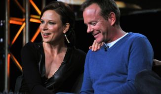 Mary Lynn Rajskub, left, and Kiefer Sutherland take part on the panel for &amp;quot;24: Live Another Day&amp;quot; at the FOX Winter 2014 TCA, on Monday, Jan. 13, 2014, at the Langham Hotel in Pasadena, Calif. (Photo by Richard Shotwell/Invision/AP)