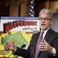 In this Dec. 17, 2013 file photo, Sen. Tom Coburn, R-Okla., a longtime deficit hawk, outlines his annual "Wastebook" which points a critical finger at billions of dollars in questionable government spending during a news conference on Capitol Hill in Washington. On March 28, 2020, Mr. Coburn's family released a statement noting the former senator has passed away. (AP Photo/J. Scott Applewhite, File)