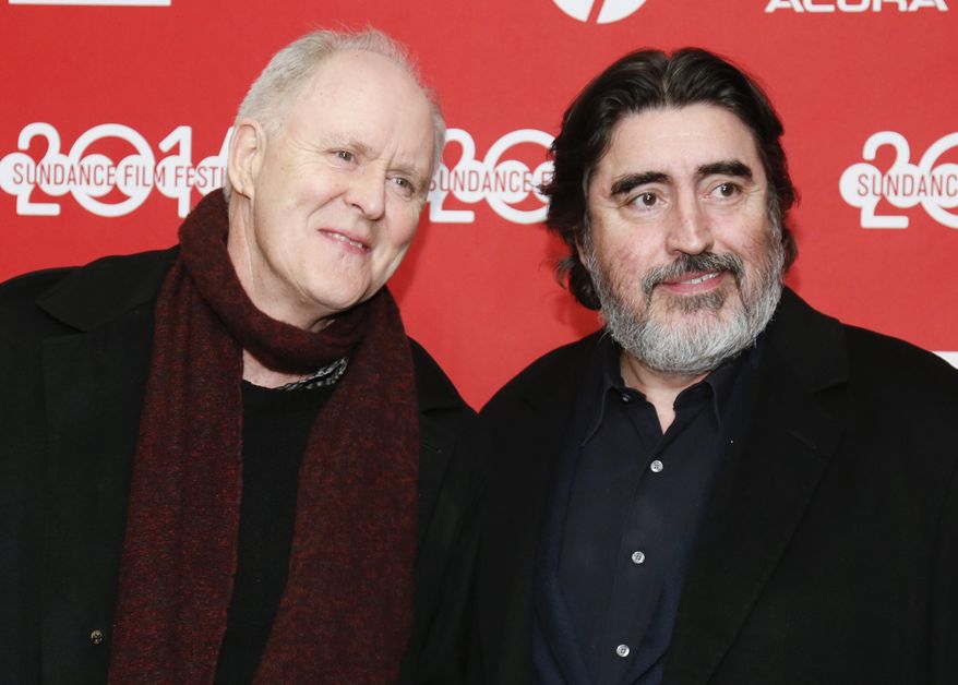 Cast members John Lithgow, left, and Alfred Molina, right, pose at the premiere of the film "Love is Strange" during the 2014 Sundance Film Festival, on Saturday, Jan. 18, 2014 in Park City, Utah. (Photo by Danny Moloshok/Invision/AP)