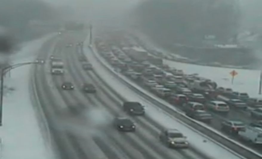 Maryland traffic cameras show delays from a weather-related crash on the Beltway's Outer Loop on Tuesday afternoon.