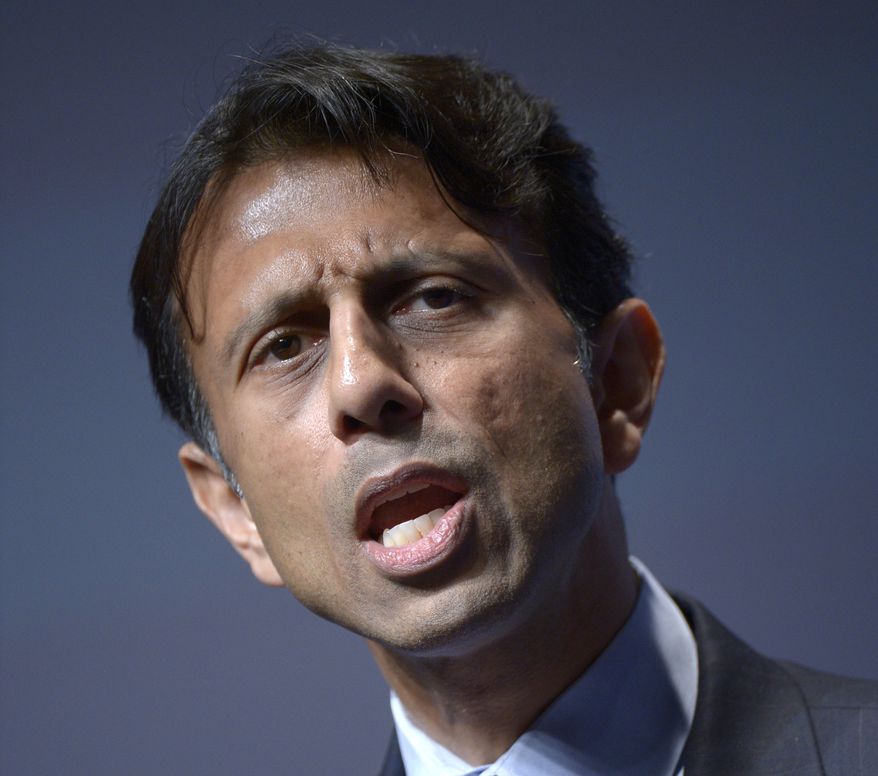 FILE - In this Aug. 30, 2013 file photo, Louisiana Gov. Bobby Jindal speaks in Orlando, Fla. This is a year of auditioning, positioning, networking and just plain hard work for people who are considering running for president in 2016. You could see them stirring in 2013 as they plugged holes in resumes, took preliminary steps to build potential campaign organizations and made carefully calibrated moves to get better known by Americans generally and key constituencies in particular. Most _ but not all _ are ticking off items on what could be called the presidential prep checklist. And they’ve got baggage to deal with. (AP Photo/Phelan M. Ebenhack, File)