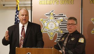 Detective Sgt. William Sparrow, of the Kalamazoo County Sheriff, left,  and Sheriff Richard Fuller, answer questions during a news conference on the investigation of the disappearance of Dr. Teleka Patrick at the Kalamazoo County Sheriff&#39;s Office, Wednesday, Jan. 22, 2013 in Kalamazoo.  Patrick&#39;s car was found in a ditch Dec. 5 along Interstate 94 in northern Indiana, about 100 miles from the Kalamazoo hospital where the 30-year-old was a resident. Her wallet, cash and identification were in the car. Investigators say she&#39;d tried to check into a Kalamazoo hotel earlier that day. (AP Photo/Kalamazoo Gazette-MLive Media Group, Junfu Han) ALL LOCAL TV OUT; LOCAL TV INTERNET OUT