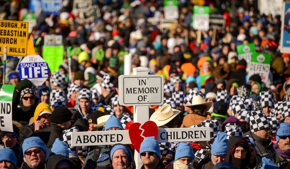 Anti-abortion demonstrators rally at the annual March for Life on the National Mall, Washington, D.C., Wednesday, Jan. 22, 2014. (Andrew Harnik/The Washington Times)