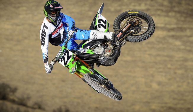 In this undated photo provided by the Wasserman Media Group, motocross rider Chad Reed flies over a jump.  heard the whispers that he was washed up. When his winless streak kept growing, he began to wonder if maybe he was close to the end. Last week&#x27;s win at Anaheim changed everything for the 31-year-old Aussie. (AP Photo/Wasserman Media Group)