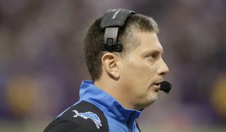 FILE - In this Dec. 29, 2013 file photo, Detroit Lions head coach Jim Schwartz stands on the sidelines during the second half of an NFL football game against the Minnesota Vikings in Minneapolis. Schwartz was fired from the Detroit Lions on Dec. 30, a day after the Lions missed the playoffs with a 7-9 record. The Buffalo Bills announced Friday, Jan. 24, 2014, that they reached a deal with Schwartz as defensive coordinator. (AP Photo/Jim Mone, File)