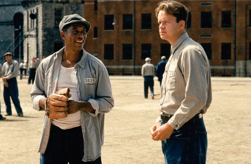 Actors Morgan Freeman and Tim Robbins in the iconic prison movie "Shawshank Redemption."