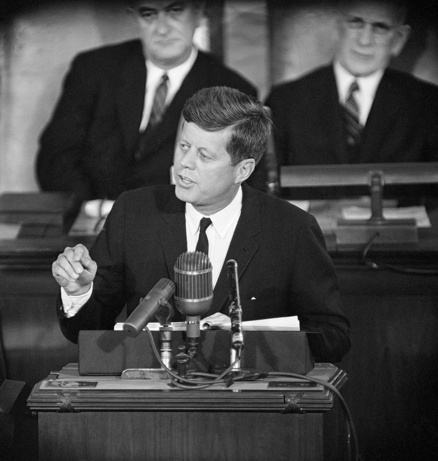 ** FILE ** This Jan. 11, 1962, file photo shows President John F. Kennedy giving his State of the Union address on Capitol Hill in Washington. (AP Photo, File)