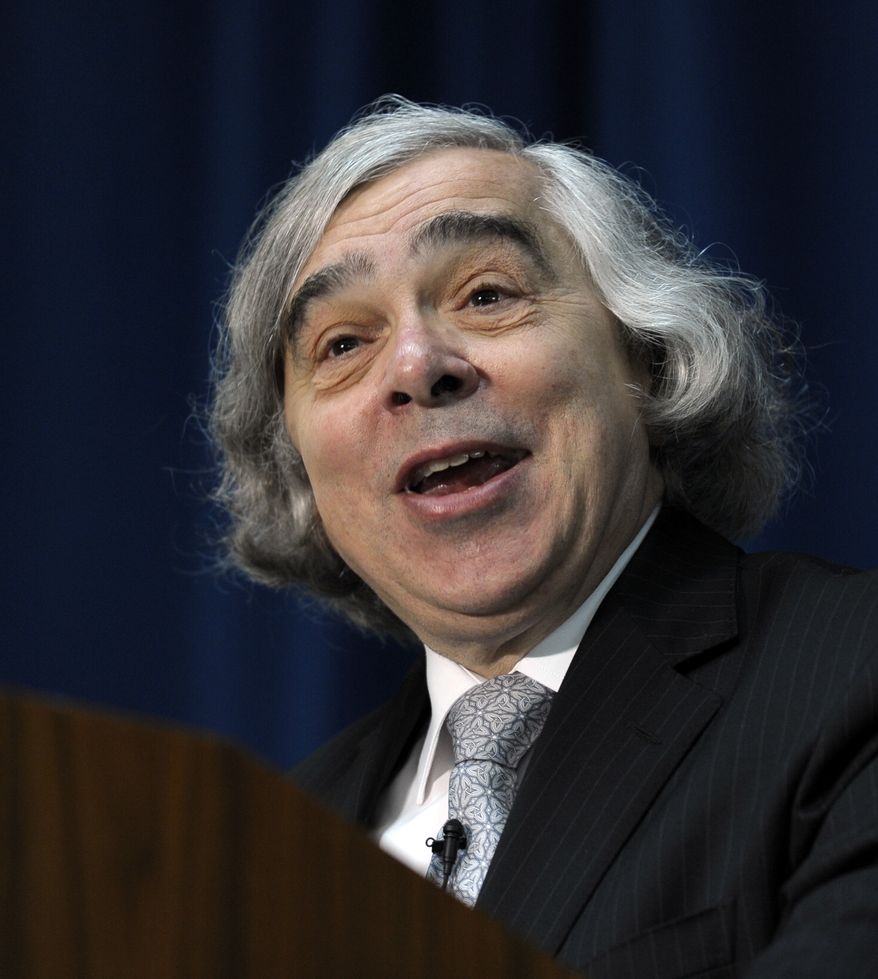 Dr. Ernest Moniz speaks at the Energy Department in Washington, Tuesday, May 21, 2013, after being sworn in as Energy Secretary. Moniz, 68, a professor at the Massachusetts Institute of Technology, replaces Steven Chu, who served as energy secretary in President Barack Obama's first term. Moniz served as an energy undersecretary in the Clinton administration. (AP Photo/Susan Walsh)