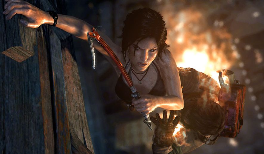 Lara Croft hangs on for her life in the chillingly realistic video game Tomb Raider: Definitive Edition.