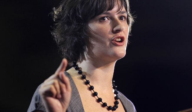 **FILE** Sandra Fluke introduces President Obama at a campaign event in Denver on Aug. 8, 2012. Fluke is a Georgetown law student who inadvertently gained notoriety when talk show host Rush Limbaugh spoke disparagingly of her testimony before Congress on the issue of contraception and insurance coverage. (Associated Press)