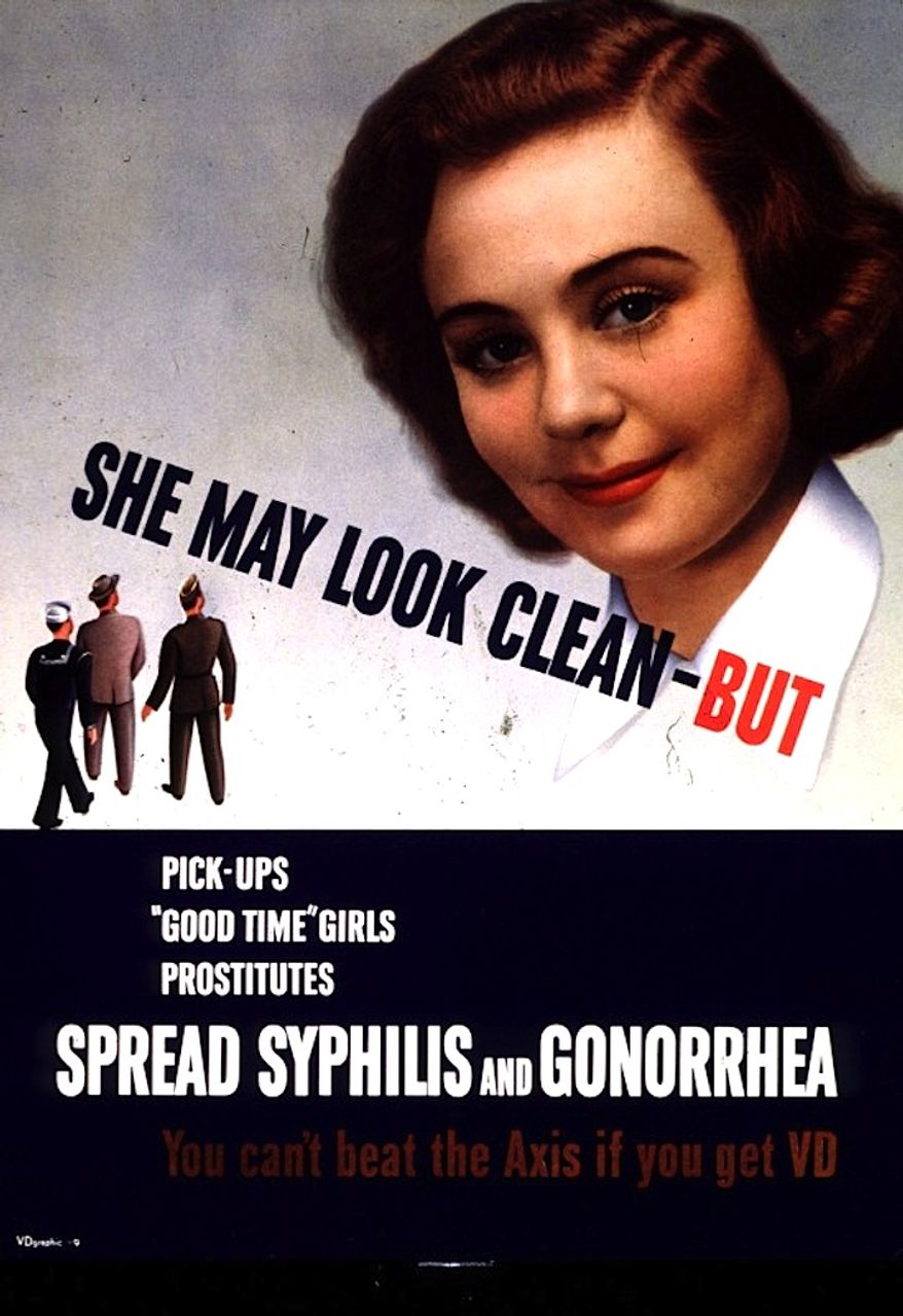 A World War II-era poster cautioning U.S. troops against risky behaviors, from the archives of the U.S. National Library of Medicine.