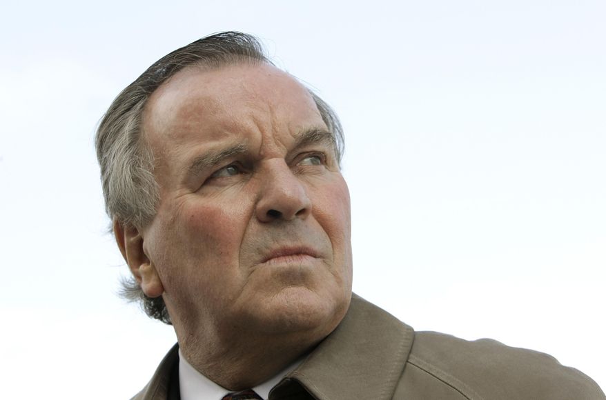 FILE - In this Monday, March 16, 2009 file photo, Chicago Mayor Richard Daley looks out over Lake Michigan during a news conference in Chicago. Daley was hospitalized Friday, Jan. 31, 2014 in an intensive care unit after feeling ill upon returning to Chicago from a business trip in Arizona. Daley spokeswoman Jackie Heard says Daley was feeling disoriented on a Friday evening flight back from a conference he attended in Arizona. Heard says Daley walked off the plane and was met by an ambulance that took him to Northwestern Memorial Hospital. Daley, 71, remains in the hospital's intensive care unit Saturday for monitoring and evaluation. (AP Photo/Charles Rex Arbogast)