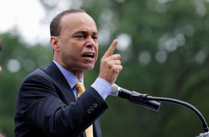 ** FILE ** Rep. Luis Gutierrez, D-Ill, speaks during a &quot;United we Dream&quot; rally on Capitol Hill, Wednesday, July 10, 2013, in Washington. (AP Photo/Alex Brandon)