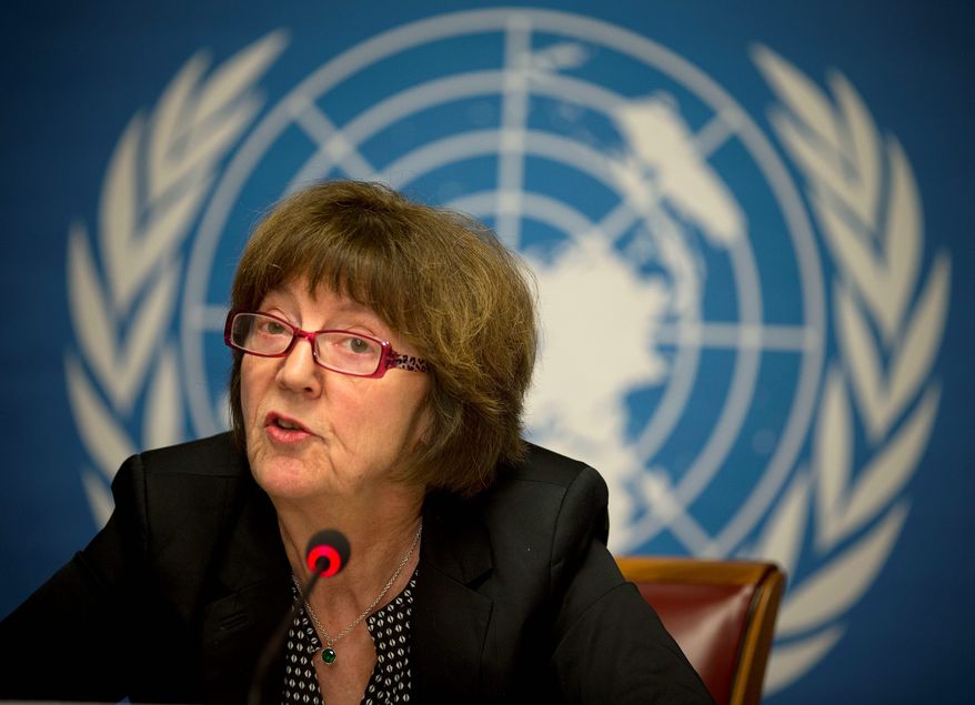 MP Kirsten Sandberg, chairwoman of the U.N. human rights committee on the rights of the child, talks during a press conference at the United Nations headquarters in Geneva, Switzerland, Wednesday, Feb. 5, 2014. A U.N. human rights committee denounced the Vatican on Wednesday for adopting policies that allowed priests to rape and molest tens of thousands of children over decades, and urged it to open its files on the pedophiles and the churchmen who concealed their crimes. (AP Photo/Anja Niedringhaus)