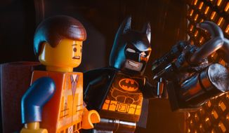 This image released by Warner Bros. Pictures shows characters Emmet, voiced by Chris Pratt, left, and Batman, voiced by Will Arnett, in a scene from &amp;quot;The Lego Movie.&amp;quot; (AP Photo/Warner Bros. Pictures)