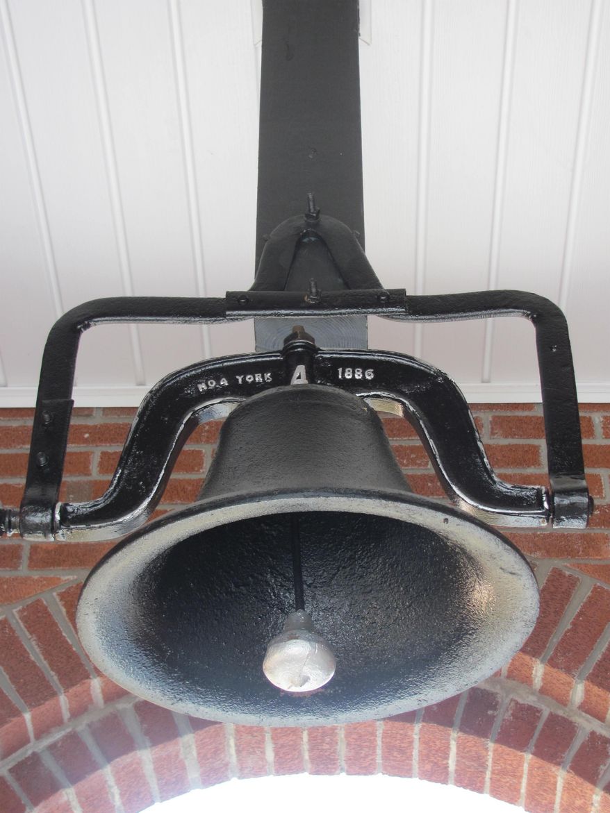 ADVANCE FOR MONDAY, FEB. 10, AND THEREAFTER - In a Jan. 30, 2014 photo, The 1868 bell that was placed in the first Mt. Vernon Baptist Church building has been returned to the the MT. Vernon Baptist Church, in Mt. Vernon, N.C. The 1898 church bell was dedicated recently after its return to the church after more than 50 years. (AP Photo/The Daily Courier, Jean Gordon)