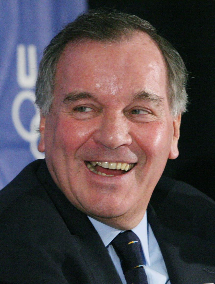 FILE - In this April 14, 2007 file photo, Chicago Mayor Richard M. Daley smiles as he speaks with reporters after Chicago's presentation to the U.S. Olympic Committee, in Washington. Former Mayor Richard M. Daley will be leaving a hospital Saturday, Feb. 8, 2014, after more than a week of tests to determine why he was feeling ill and disoriented during a business trip. (AP Photo/Lauren Victoria Burke, File)