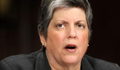 ** FILE ** Janet A. Napolitano leaves a mixed legacy as secretary of homeland security. Her celebrated response to weather emergencies, for example, is balanced by the unpopular addition of strict airline security measures. (Associated Press)