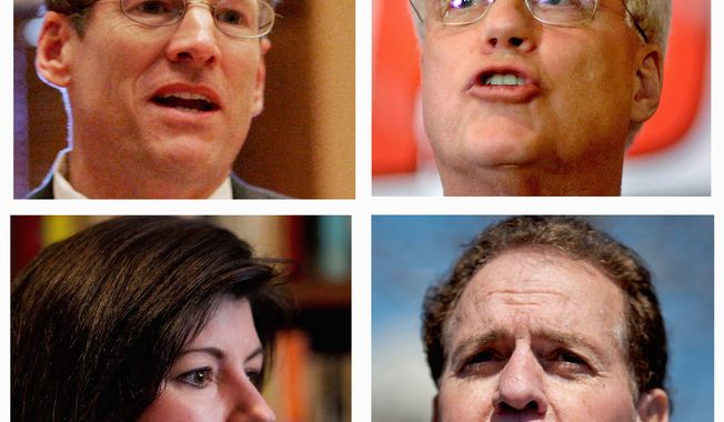 Clockwise from top left: Rep. Jack Kingston, Rep. Paul Broun, Rep. Phil Gingrey and former Georgia Secretary of State Karen Handel are all competing for the Republican nomination in the U.S. Senate primary. Sen. Saxby Chambliss, also a Republican, is vacating the seat. (ASSOCIATED PRESS)