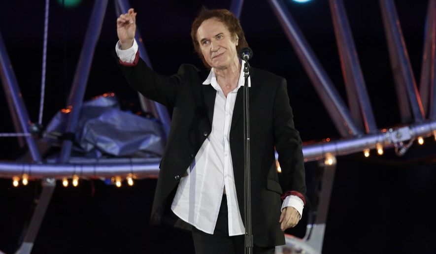 This Aug. 12, 2012 file photo shows Ray Davies singing "Waterloo Sunset", during the Closing Ceremony at the 2012 Summer Olympics in London. (AP Photo/Charlie Riedel)