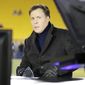 Bob Costas is on the set on the field before an NFL football game between the Pittsburgh Steelers and the Cincinnati Bengals on Sunday, Dec. 15, 2013 in Pittsburgh. (AP Photo/Gene J. Puskar)