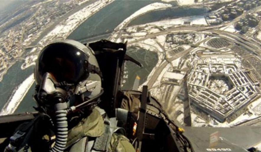 ** FILE ** Capt. Philip Gunn participates in a flyover during the interment ceremony of retired Brig. Gen. Robinson Risner on Jan. 23, 2014, at Arlington National Cemetery. (Image: Air Force)