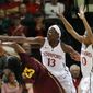 Stanford forward Chiney Ogwumike (13) blocks a shot attempt by Arizona State guard Elisha Davis (23) as guard Briana Roberson (10) helps defend during the first half of an NCAA college basketball game on Friday, Feb. 14, 2014, in Stanford, Calif. (AP Photo/Marcio Jose Sanchez)