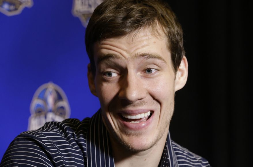 Phoenix Suns basketball player Goran Dragic during the NBA All Star basketball news conference, Friday, Feb. 14, 2014, in New Orleans. The 63rd annual NBA All Star game will be played Sunday in New Orleans. (AP Photo/Gerald Herbert)
