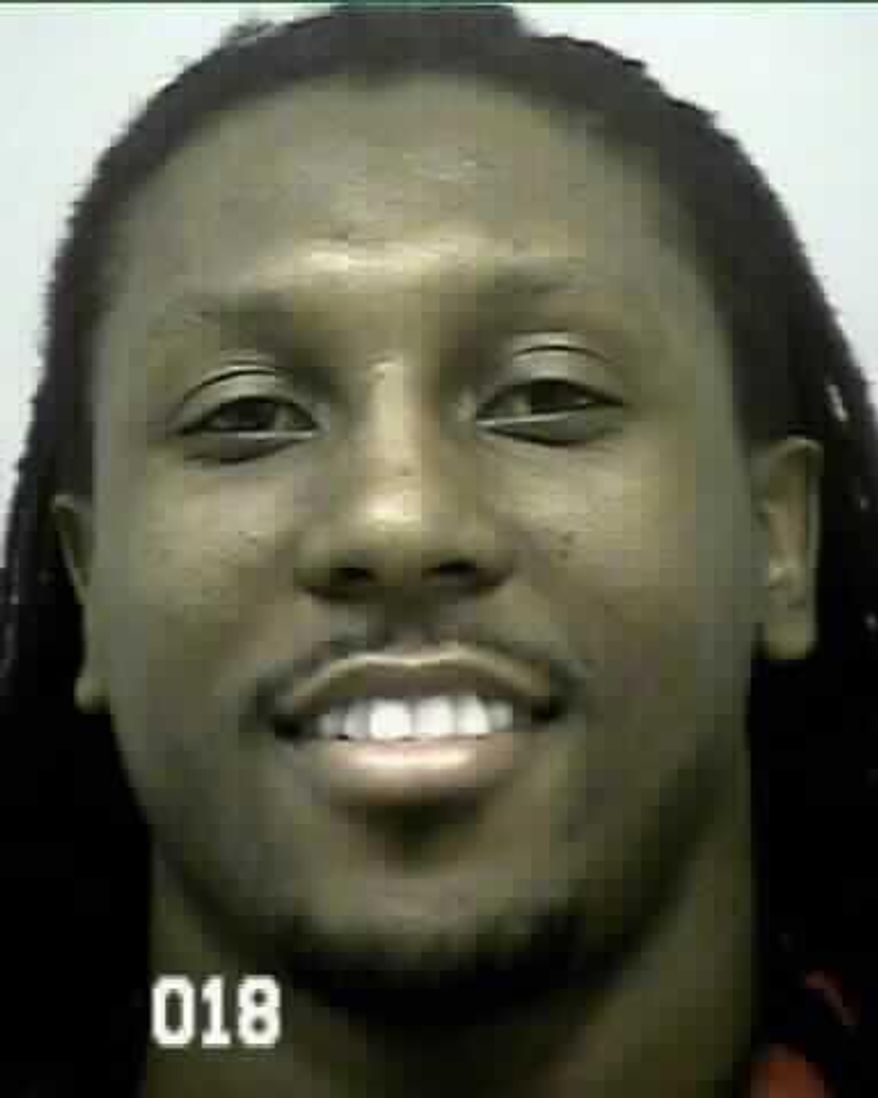 This booking photo provided by the Gwinnett County Sheriff's Department shows Roddy White. Falcons wide receiver Roddy White has been arrested on a warrant charging him with failing to appear in court. Gwinnett County sheriff's Deputy Shannon Volkodav confirmed White was booked at the jail in that Atlanta suburb early Tuesday. Feb. 18, 2014. Jail records show he was released about an hour later after posting $168 bond. (AP Photo/Gwinnett County Sherriff's Department