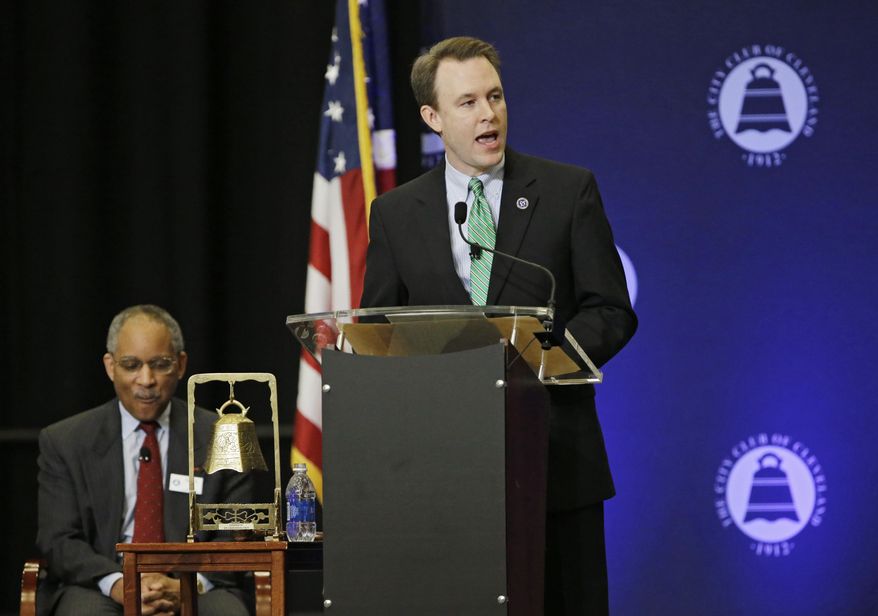 Democratic gubernatorial hopeful Cuyahoga County executive Ed FitzGerald delivers his State of the County address in Cleveland Wednesday, Feb. 19, 2014. FitzGerald faces slight opposition in the May primary as he sets his sights on defeating Ohio Republican Gov. John Kasich in November. (AP Photo/Mark Duncan)