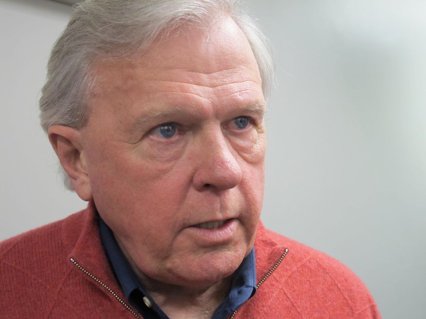 In this Friday, Feb. 7, 2014 file photo, former U.S. Rep. Parker Griffith, of Huntsville, Ala. talks with reporters at the Democratic Party state headquarters in Montgomery, Ala., after signing up to run for governor. Griffith kicked off his Democratic campaign for governor Wednesday by saying Republican incumbent Robert Bentley is out of ideas. (AP Photo/Phillip Rawls)