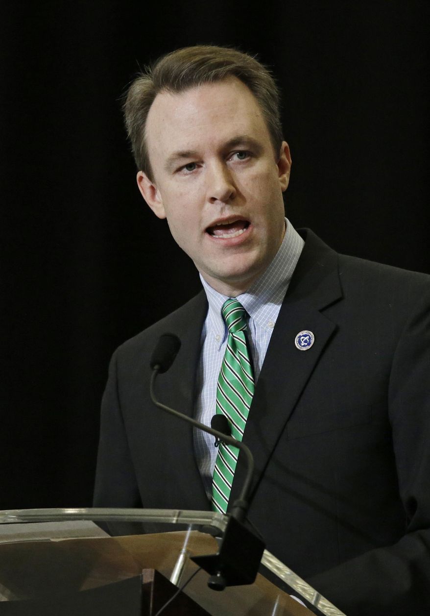 Democratic gubernatorial hopeful Cuyahoga County executive Ed FitzGerald delivers his final State of the County address in Cleveland Wednesday, Feb. 19, 2014. FitzGerald emphasized his record as a fiscal steward, and will surely carry the theme into his challenge this year of Ohio Republican Gov. John Kasich, who has made economic development a priority. (AP Photo/Mark Duncan)