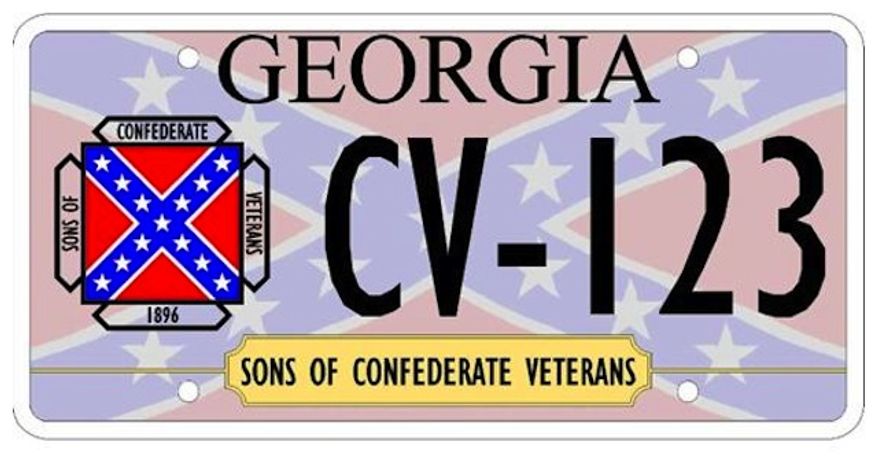 The Sons of Confederate Veterans have won Georgia's approval for new custom license plates that feature the Confederate battle symbol spanning the entire plate. (Sons of Confederate Veterans)