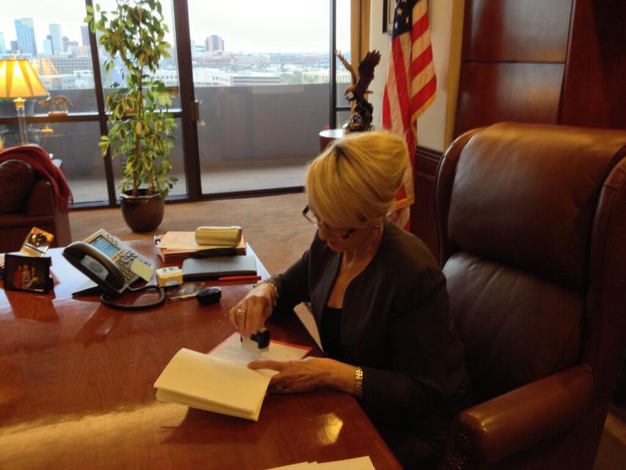 Arizona Gov. Jan Brewer vetoes SB 1062 on Wednesday, February 26, 2014 (@GovBrewer)