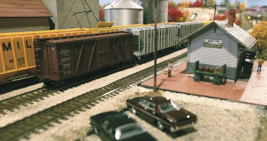 This photo taken on Feb. 12, 2014, shows a detail of a model railroad layout at Mike Bubrick's home in Janesville, Wis. Though the scale of his train's are small, the layout is extremely detailed and quite large, taking up most of the basement. (AP Photo/The Janesville Gazette, Bill Olmsted)