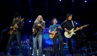 Doobie Brothers band members Patrick Simmons, Marc Russo, Tom Johnston and John McFee play at a concert in Milwaukee.  A currently untitled tribute album, set for release later this year, will feature the Doobies Brothers working with many of country music&#39;s hottest stars such as Brad Paisley (below). (associated press photographs)