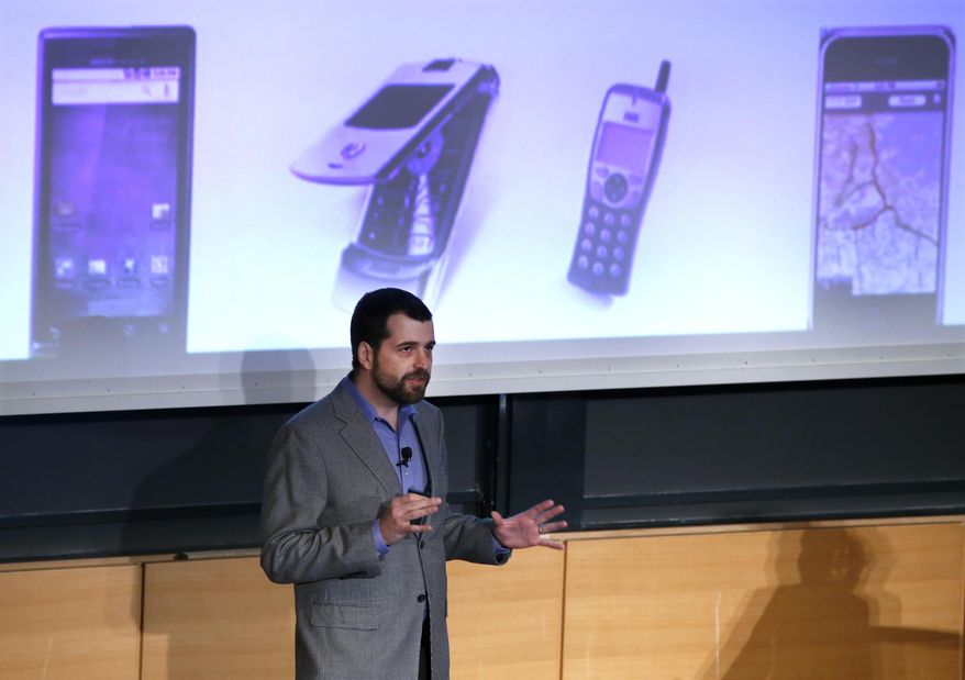 Massachusetts Institute of Technology professor Sam Madden speaks about "Mobile Big Data" on campus in Cambridge, Mass., Monday, March 3, 2014. MIT has teamed up with the White House to host a conference on how to maintain privacy in the digital era and discuss ways to protect privacy as technology continues to evolve. (AP Photo/Elise Amendola)