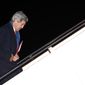 U.S. Secretary of State John Kerry departs Andrews Air Force Base, Md., en route to Ukraine, Monday, March 3, 2014. In remarks Monday, U.S. President Barack Obama said Kerry will propose ways in which a negotiation between Russia and Ukraine could be overseen by a multilateral organization when he goes to Kiev on Tuesday. (AP Photo/Kevin Lamarque, Pool)